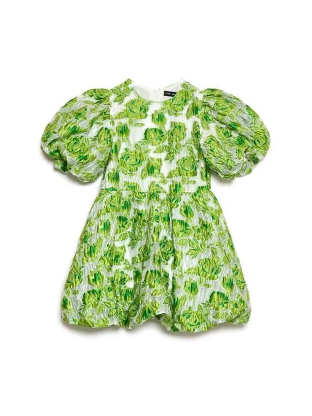 Sister Jane Dresses Womenswear Cardamom Jacquard Mini Dress Lime Punch