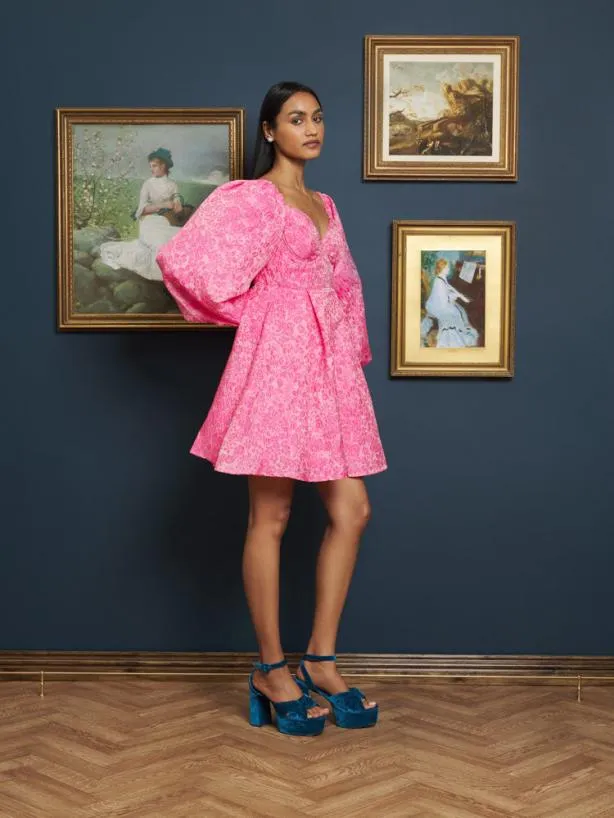 Sister Jane Dresses Womenswear Cindy Jacquard Mini Dress Hot Pink