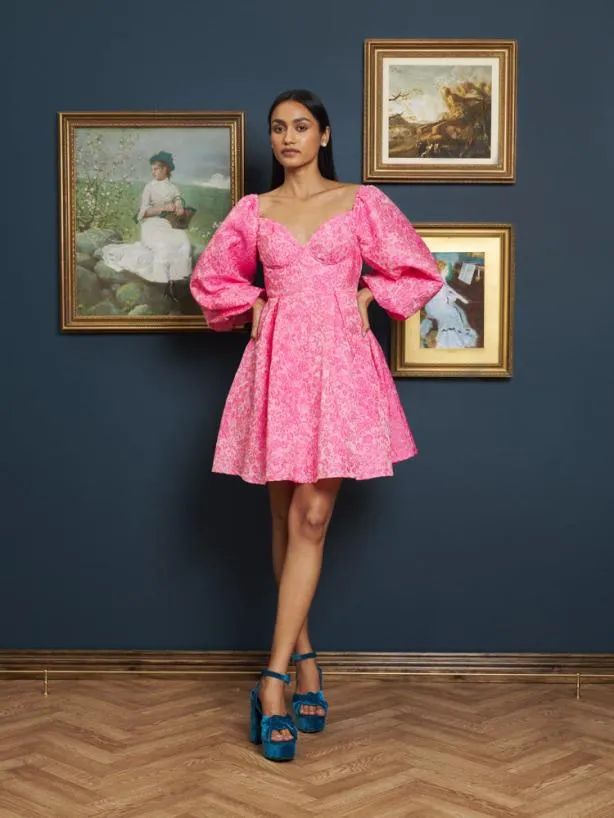Sister Jane Dresses Womenswear Cindy Jacquard Mini Dress Hot Pink