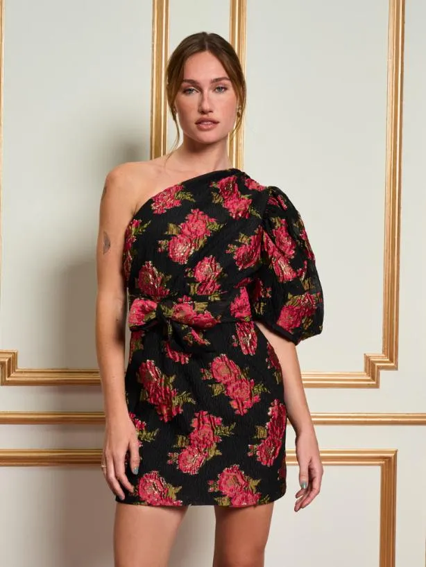 Sister Jane Dresses Womenswear DREAM Begonia Jacquard Mini Dress Ink Black
