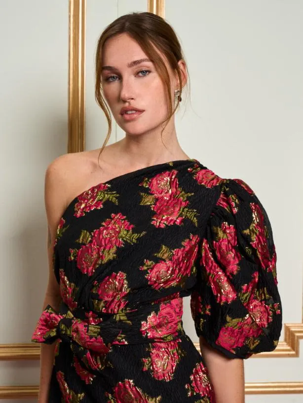 Sister Jane Dresses Womenswear DREAM Begonia Jacquard Mini Dress Ink Black