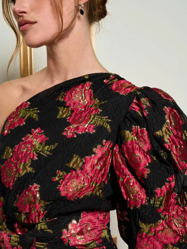 Sister Jane Dresses Womenswear DREAM Begonia Jacquard Mini Dress Ink Black