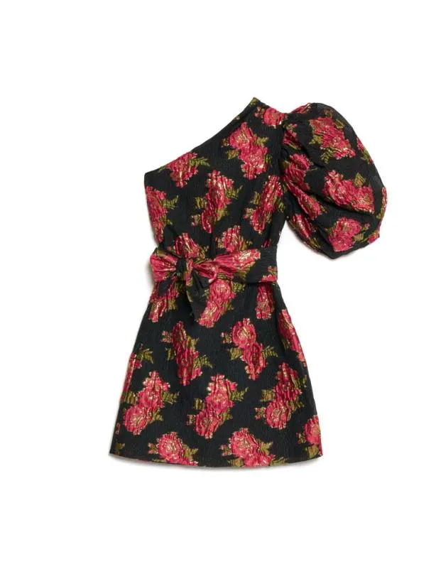 Sister Jane Dresses Womenswear DREAM Begonia Jacquard Mini Dress Ink Black