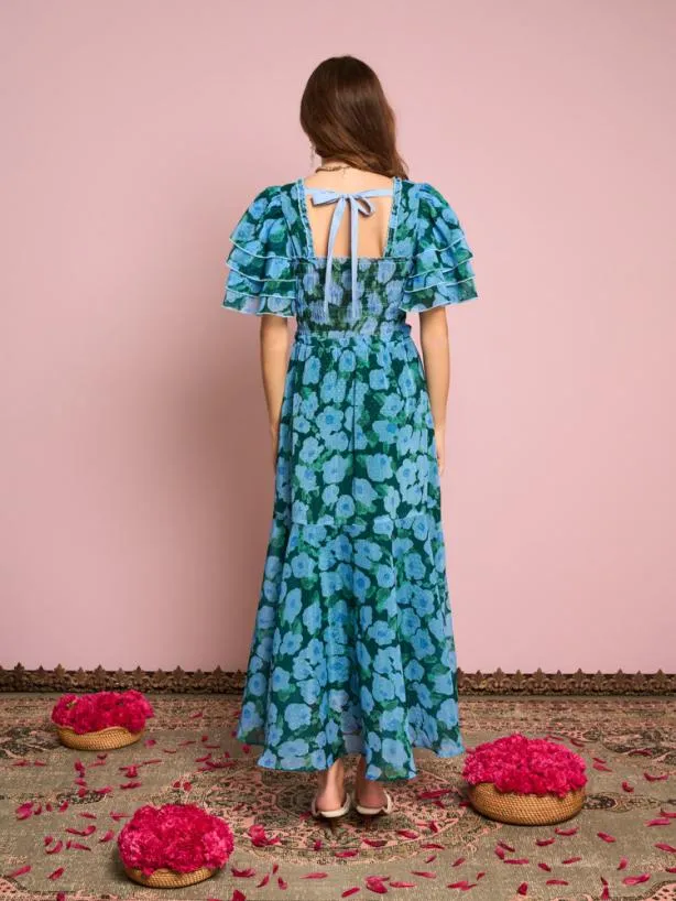 Sister Jane Dresses Womenswear Emerald Bloom Midi Dress Dark Emerald Green