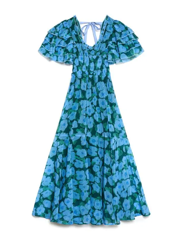 Sister Jane Dresses Womenswear Emerald Bloom Midi Dress Dark Emerald Green