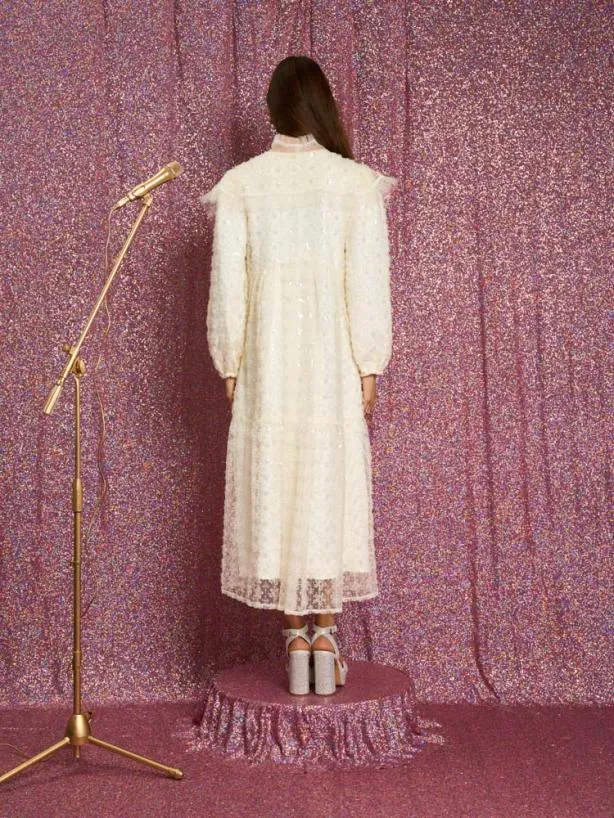 Sister Jane Dresses Womenswear Frida Tulle Midi Dress Pearl White