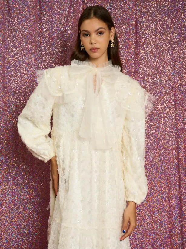 Sister Jane Dresses Womenswear Frida Tulle Midi Dress Pearl White