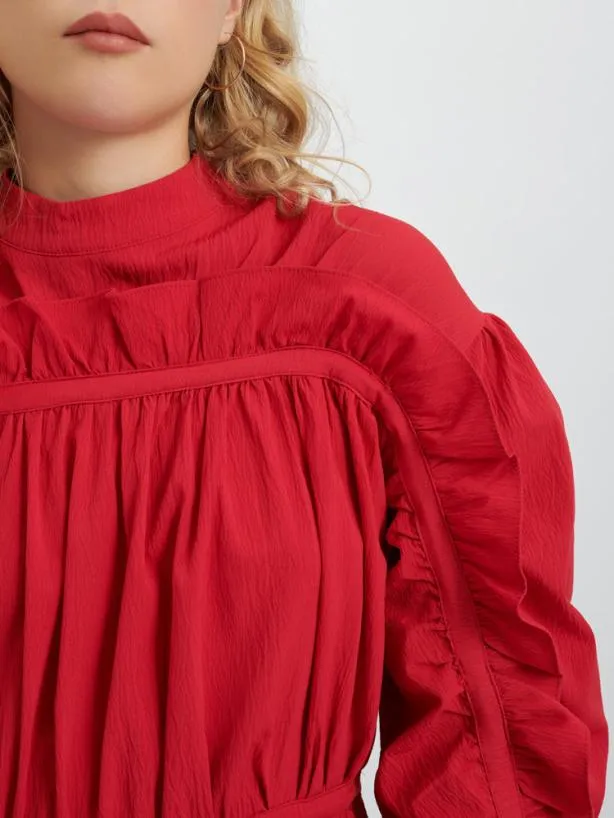Sister Jane Dresses Womenswear Ghospell Cassia Ruffle Midi Dress Cherry Red