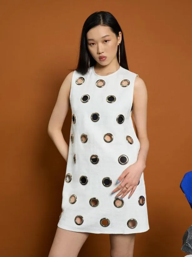 Sister Jane Dresses Womenswear Ghospell Moira Eyelet Mini Dress Pearl White