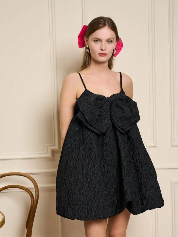 Sister Jane Dresses Womenswear Marie Bow Mini Dress Ink Black