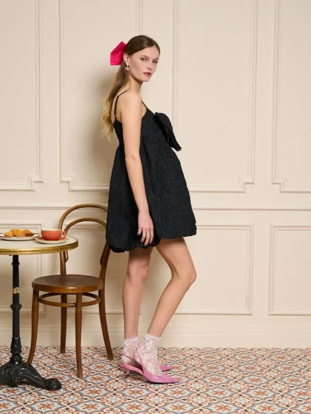 Sister Jane Dresses Womenswear Marie Bow Mini Dress Ink Black