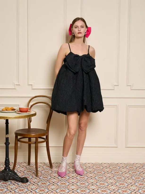 Sister Jane Dresses Womenswear Marie Bow Mini Dress Ink Black