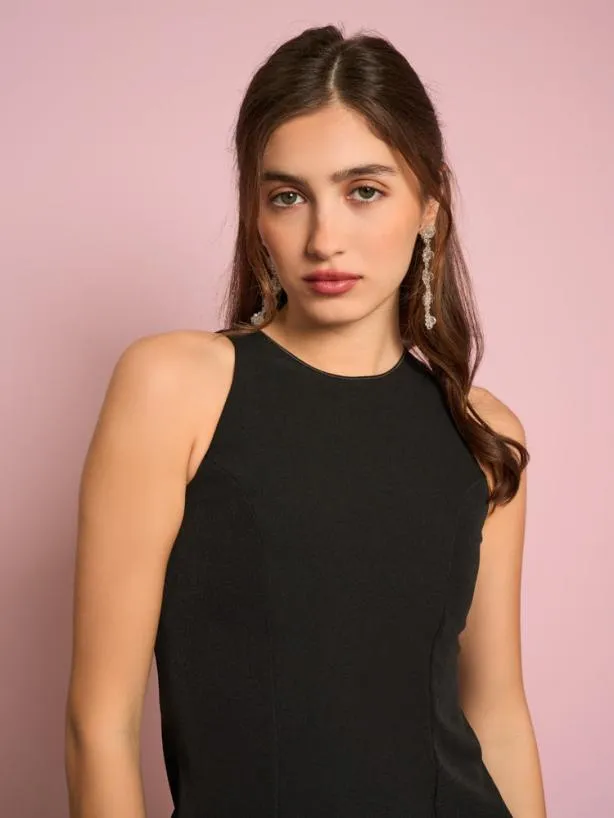 Sister Jane Dresses Womenswear Palace Fitted Mini Dress Coal Black