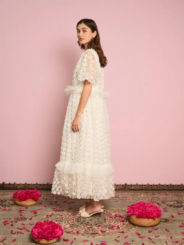 Sister Jane Dresses Womenswear Peace Daisy Tulle Dress Pearled Ivory