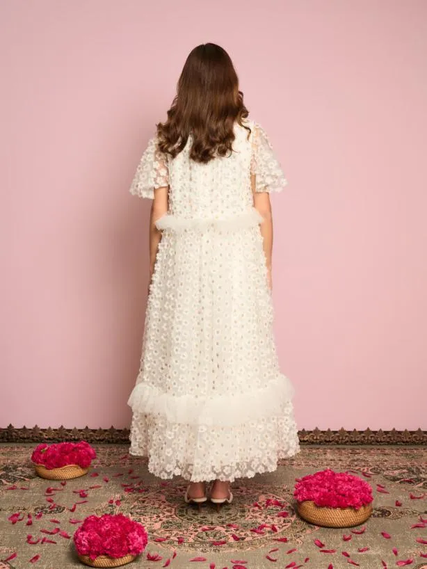 Sister Jane Dresses Womenswear Peace Daisy Tulle Dress Pearled Ivory
