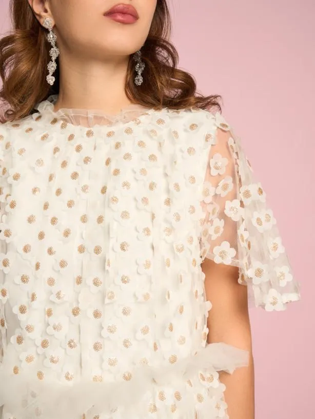 Sister Jane Dresses Womenswear Peace Daisy Tulle Dress Pearled Ivory