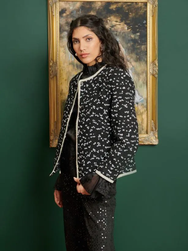 Sister Jane Jackets Womenswear DREAM Renoir Embellished Tweed Jacket Sparkling Black