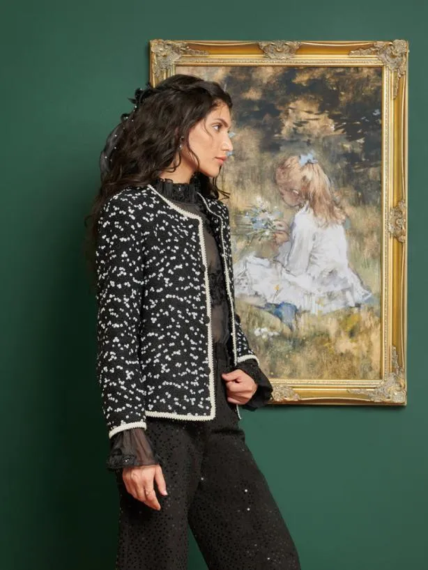 Sister Jane Jackets Womenswear DREAM Renoir Embellished Tweed Jacket Sparkling Black