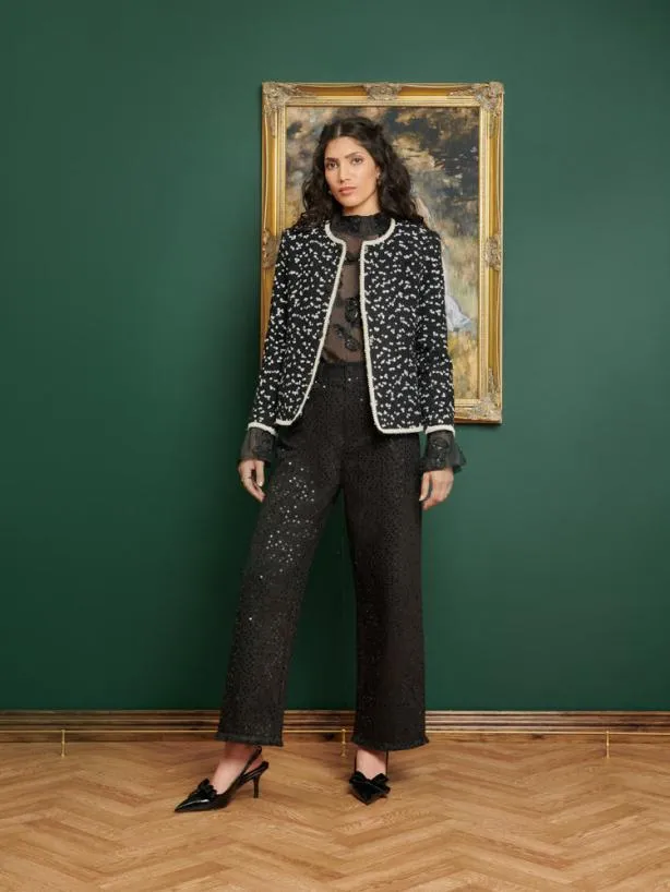 Sister Jane Jackets Womenswear DREAM Renoir Embellished Tweed Jacket Sparkling Black