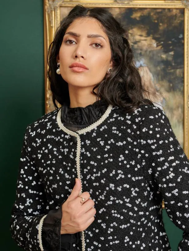 Sister Jane Jackets Womenswear DREAM Renoir Embellished Tweed Jacket Sparkling Black