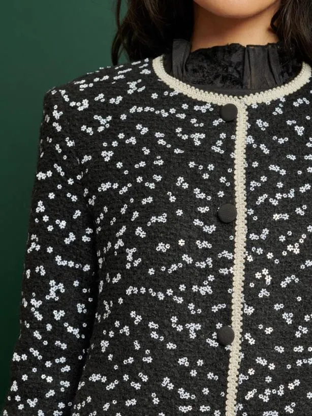 Sister Jane Jackets Womenswear DREAM Renoir Embellished Tweed Jacket Sparkling Black
