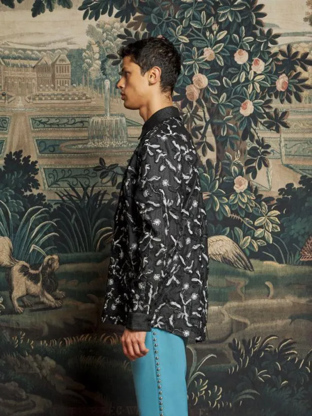 Sister Jane Shirts Menswear Honeycomb Denim Over Shirt Graphite
