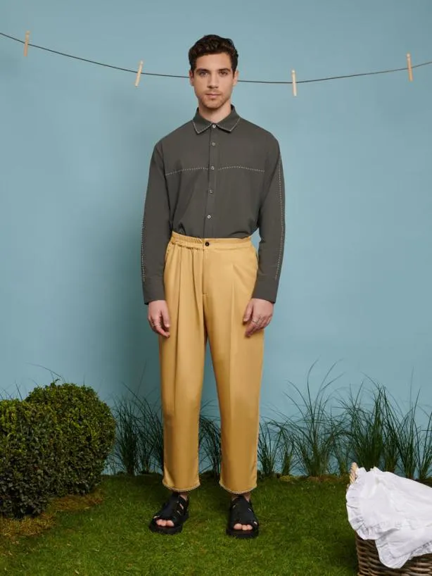 Sister Jane Shirts Menswear Norma Stitch Detail Shirt Military Green