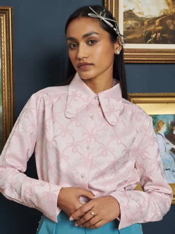 Sister Jane Tops Womenswear Antique Bow Shirt Pale Pink