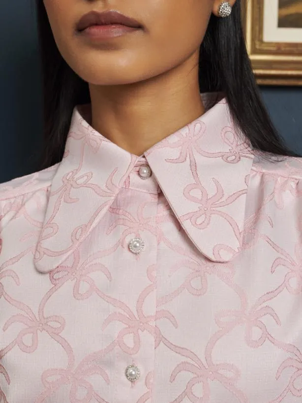 Sister Jane Tops Womenswear Antique Bow Shirt Pale Pink