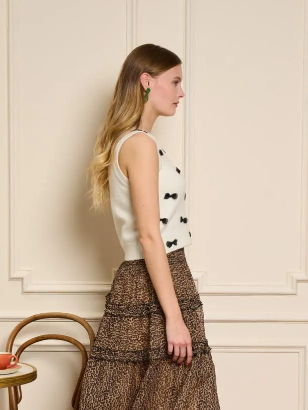 Sister Jane Tops Womenswear Dauphine Bow Knitted Vest Ivory Cream