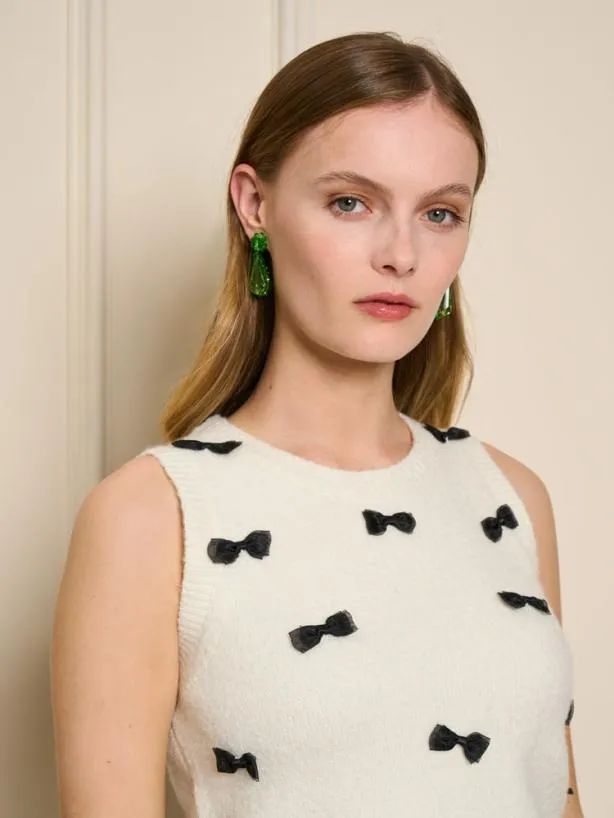 Sister Jane Tops Womenswear Dauphine Bow Knitted Vest Ivory Cream