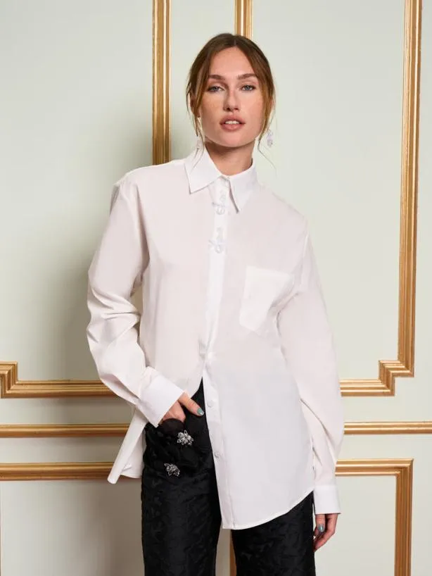 Sister Jane Tops Womenswear DREAM Chantilly Embelished Shirt Pearl White