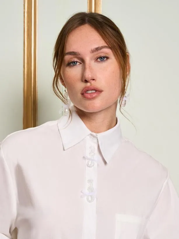 Sister Jane Tops Womenswear DREAM Chantilly Embelished Shirt Pearl White