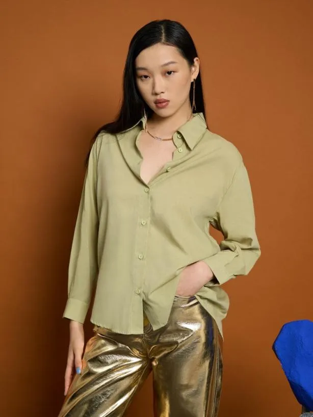 Sister Jane Tops Womenswear Ghospell Sloan Oversized Shirt Sage Green
