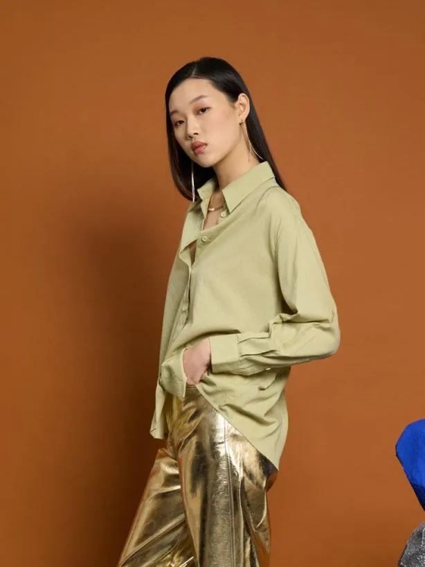 Sister Jane Tops Womenswear Ghospell Sloan Oversized Shirt Sage Green