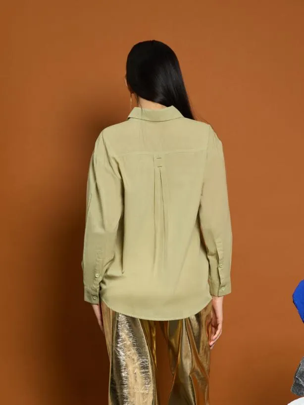 Sister Jane Tops Womenswear Ghospell Sloan Oversized Shirt Sage Green