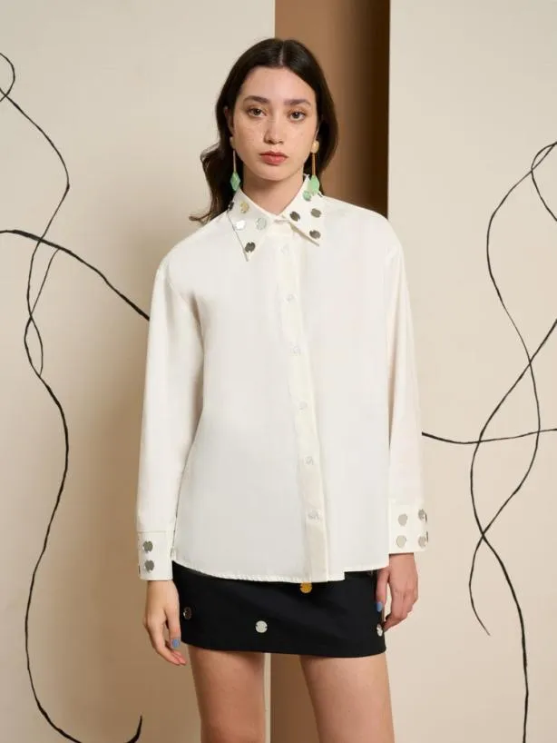Sister Jane Tops Womenswear Ghospell Tabi Mirror Shirt Pearled White