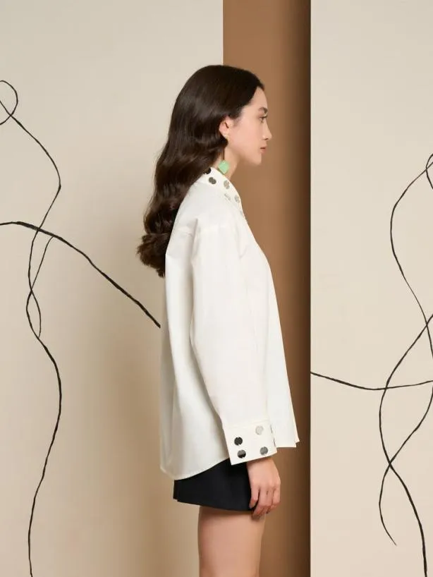 Sister Jane Tops Womenswear Ghospell Tabi Mirror Shirt Pearled White