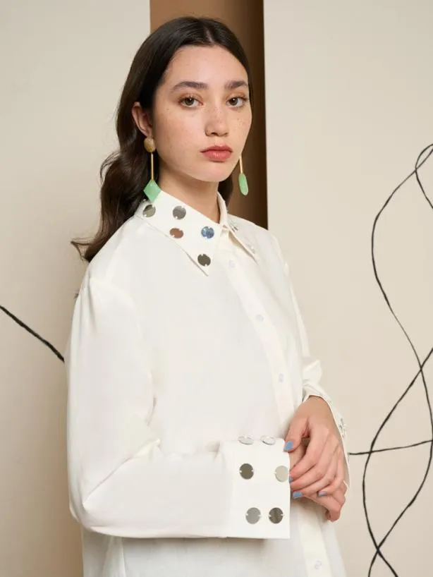 Sister Jane Tops Womenswear Ghospell Tabi Mirror Shirt Pearled White