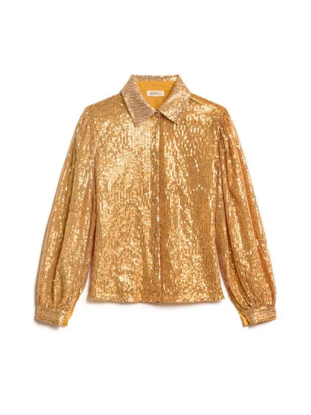 Sister Jane Tops Womenswear Ghospell Tilda Sequin Shirt Bronze Orange