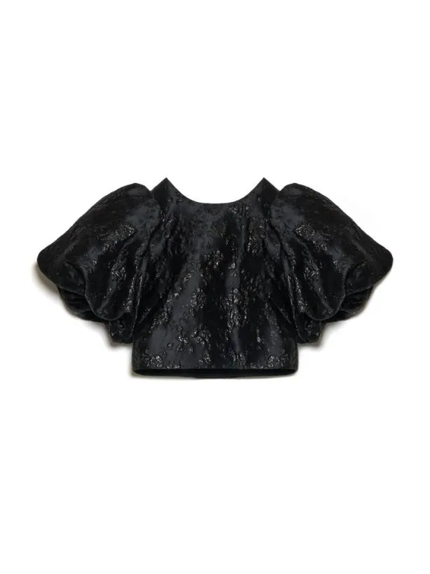 Sister Jane Tops Womenswear Tribute Jacquard Cropped Top Deep Black