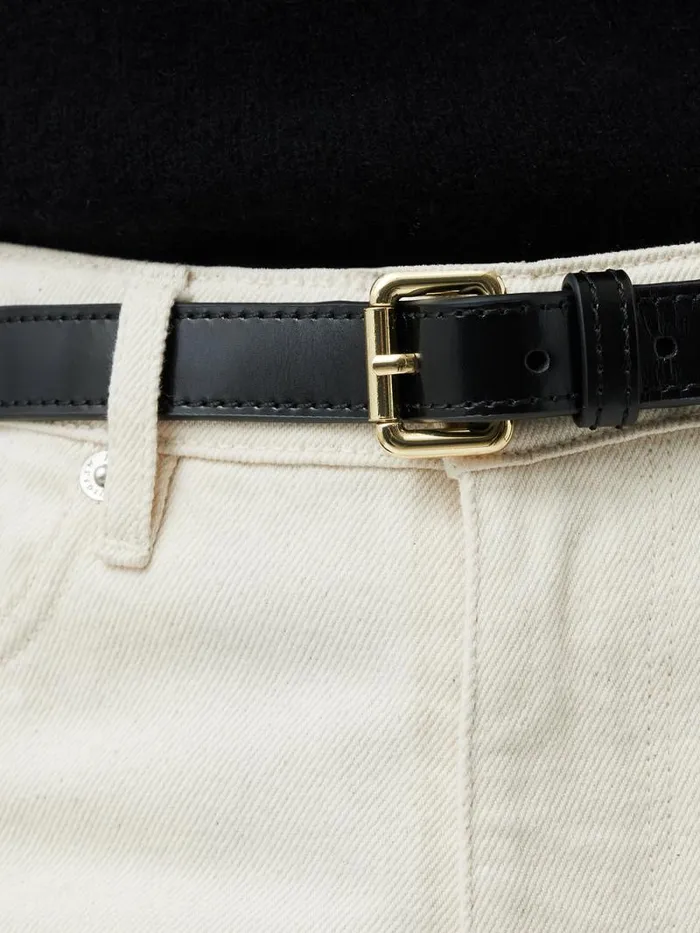 Skinny Leather Belt Black Women Jigsaw Belts