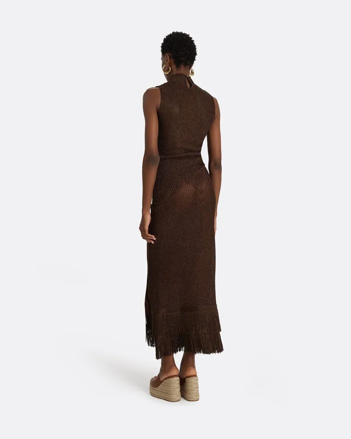 Skirts Safiyaa Women Remmie Deep Brown Knit Skirt Deep Brown