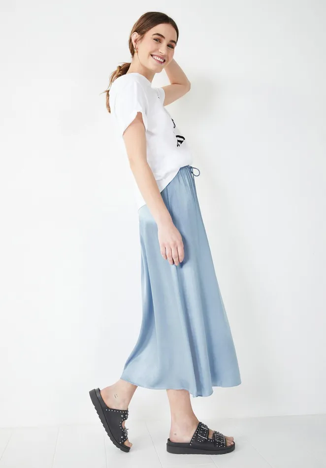 Skirts Women Hush Hope Satin Midi Skirt Dove Blue