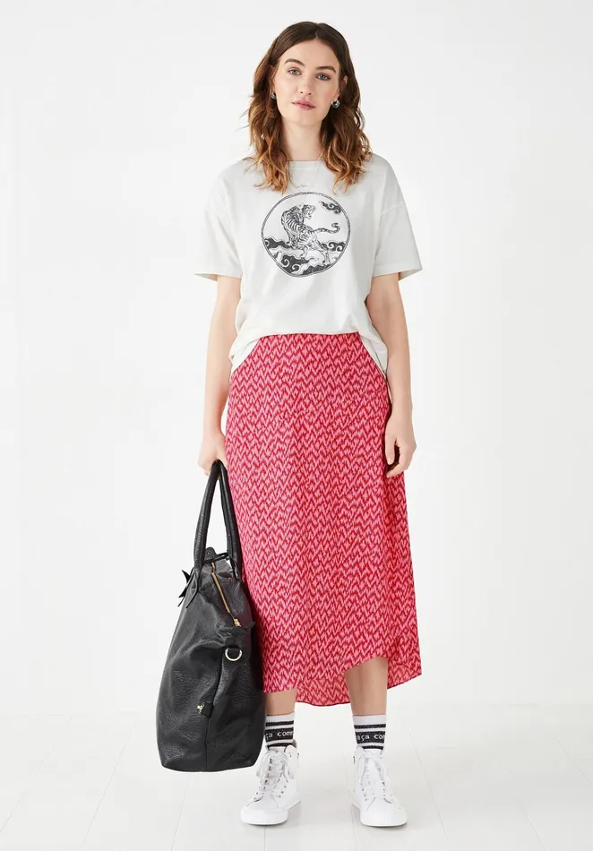 Skirts Women Hush Layered Midi Skirt Zig Zag Pink Red