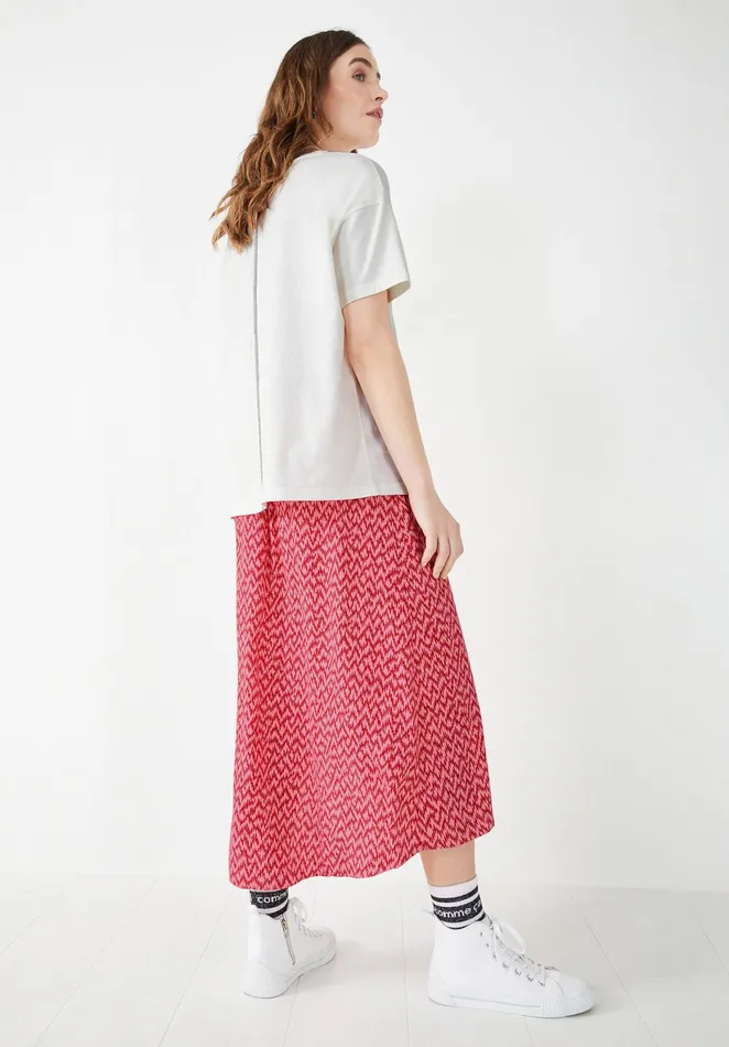 Skirts Women Hush Layered Midi Skirt Zig Zag Pink Red