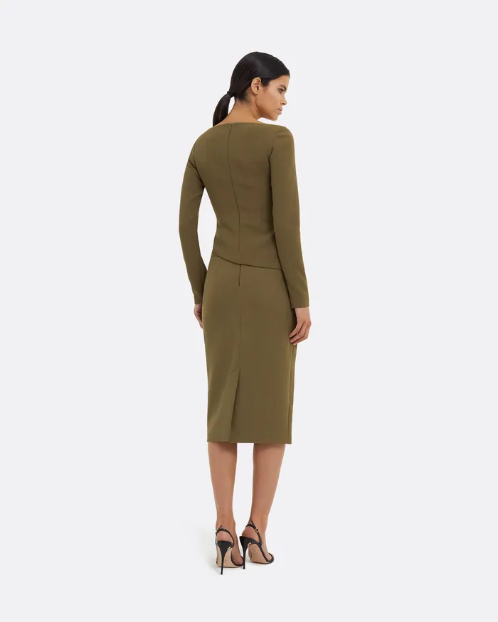 Skirts Women Safiyaa Hokoku Khaki Pencil Skirt Khaki