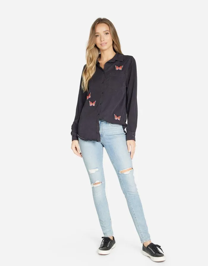 Sloane Butterfly Wings Black Women Lauren Moshi Long Sleeve