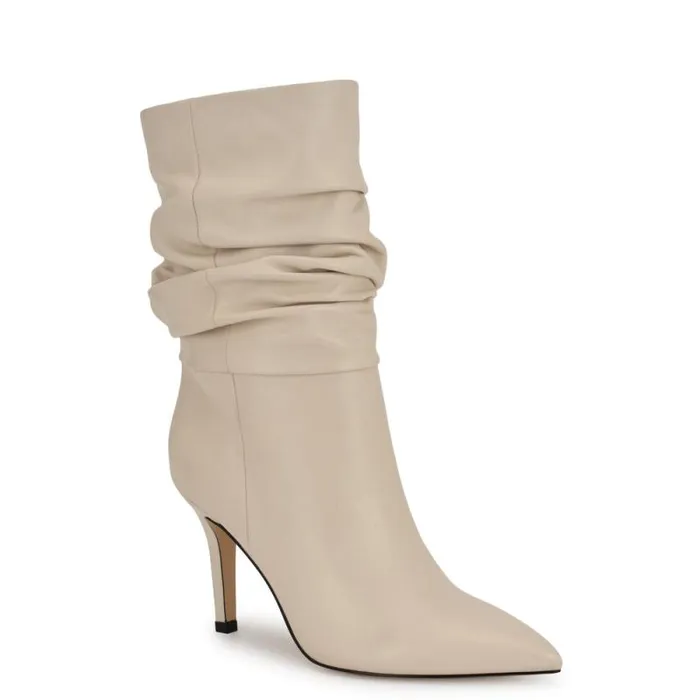Slouch Dress Booties Ivory Leather Women Nine West Boots and Booties Slouch Dress Booties Ivory Leather Women Nine West Boots and Booties