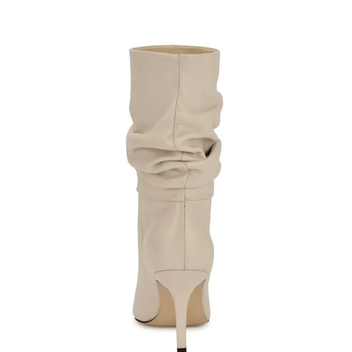Slouch Dress Booties Ivory Leather Women Nine West Boots and Booties Slouch Dress Booties Ivory Leather Women Nine West Boots and Booties